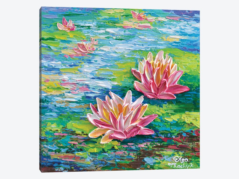 Coral Water Lilies by Olga Tkachyk 1-piece Canvas Wall Art