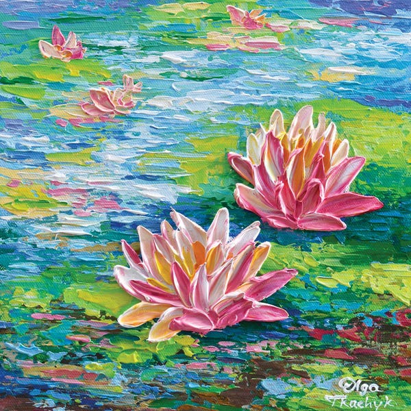 Lilies: Coral Water Lilies by Olga Tkachyk