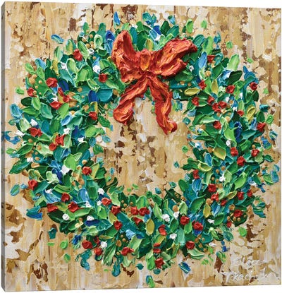 Holiday Wreath Canvas Art Print - Olga Tkachyk