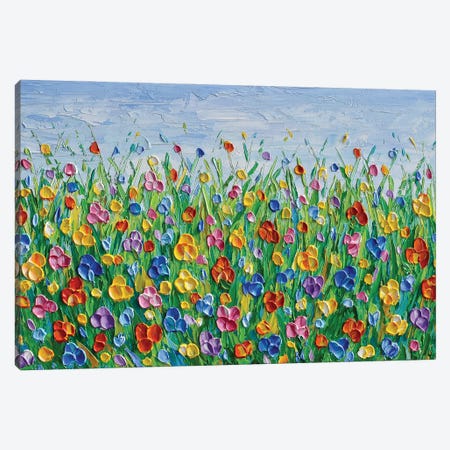 Colorful Flower Field Canvas Print #OTK137} by Olga Tkachyk Canvas Artwork