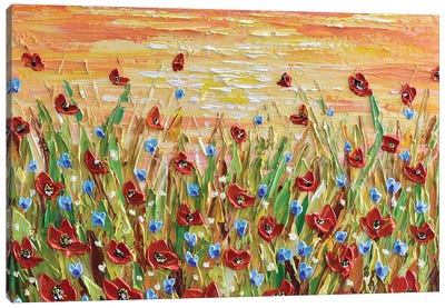 Sunset Poppies Canvas Art Print - Olga Tkachyk