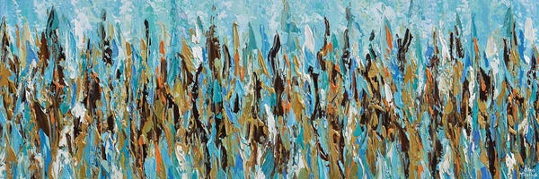 Teal Abstract Art: Teal And Gold Synergy by Olga Tkachyk