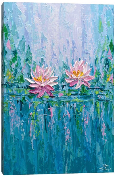 Pink Water Lilies Canvas Art Print - Artists Like Monet