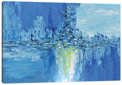 Frozen City Canvas Art Print - Blue Abstract Art