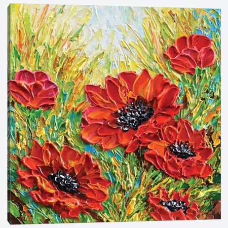 Red Poppies Canvas Print #OTK155} by Olga Tkachyk Canvas Art