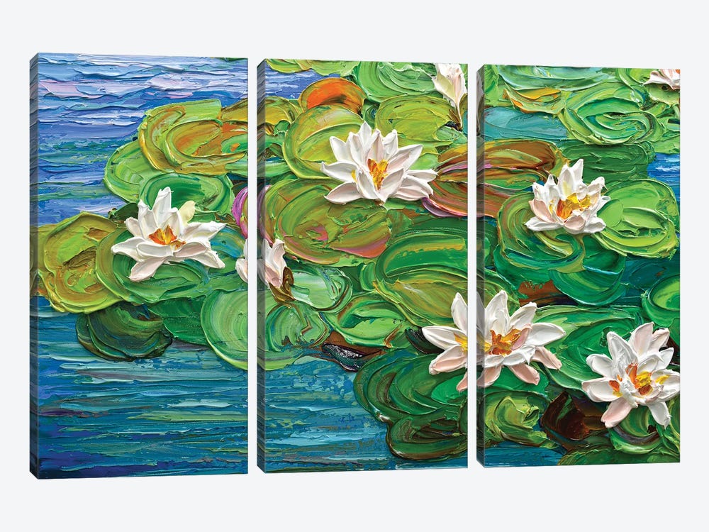 Waterlilies In The Morning by Olga Tkachyk 3-piece Canvas Artwork