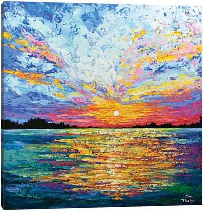 Magical Sunset II Canvas Art Print - Lake & Ocean Sunrise & Sunset Art