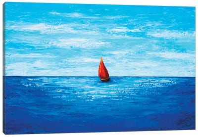 Red Sailboat Canvas Art Print - Olga Tkachyk