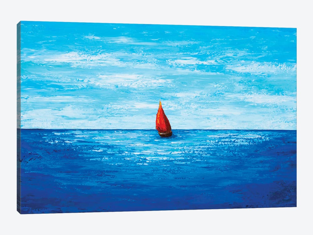 Red Sailboat by Olga Tkachyk 1-piece Canvas Art Print