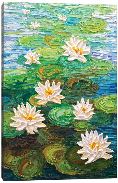 White Water Lilies Canvas Art Print - Water Lilies Collection