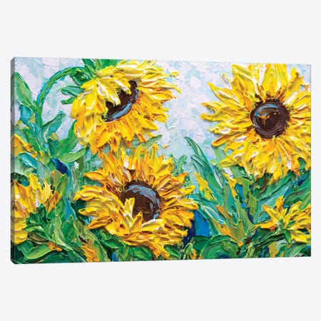 Sunflowers In The Morning Canvas Print #OTK161} by Olga Tkachyk Canvas Art