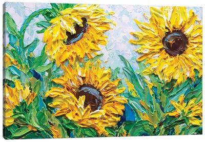 Sunflowers In The Morning Canvas Art Print - Olga Tkachyk