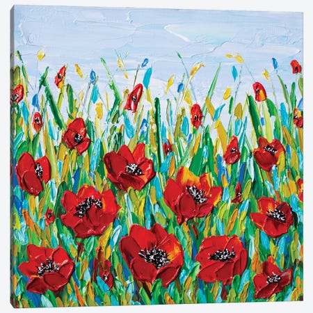 Poppies Meadow Canvas Print #OTK164} by Olga Tkachyk Canvas Print