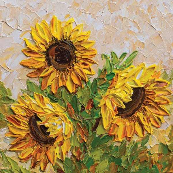 Textured Florals: Sunflowers At Sunset by Olga Tkachyk