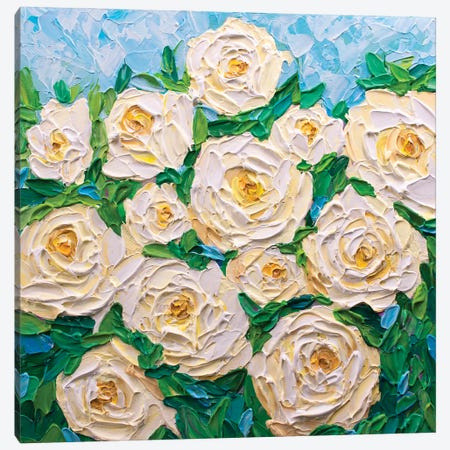 White Roses Canvas Print #OTK167} by Olga Tkachyk Art Print