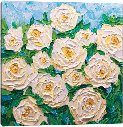 White Roses Canvas Art Print - Olga Tkachyk