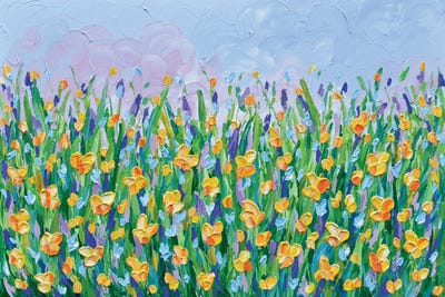 Yellow Flower Meadow by Olga Tkachyk framed canvas print