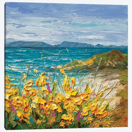 Flowers Near The Ocean Canvas Print #OTK171} by Olga Tkachyk Canvas Print