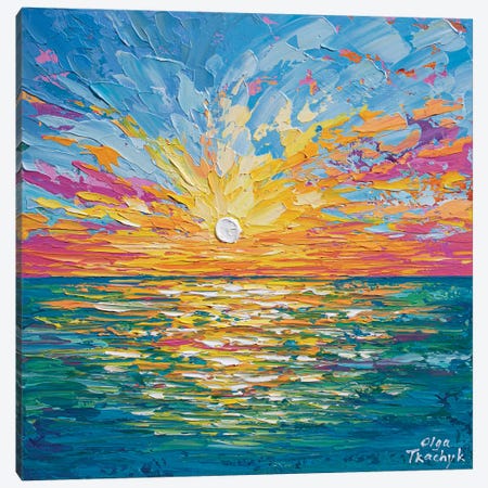 Sunset Over The Sea Canvas Print #OTK176} by Olga Tkachyk Canvas Artwork