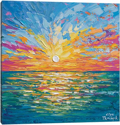 Sunset Over The Sea Canvas Art Print - Olga Tkachyk