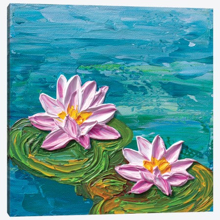 Pretty Pink Water Lilies Canvas Print #OTK178} by Olga Tkachyk Canvas Art Print