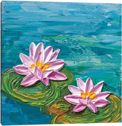 Pretty Pink Water Lilies Canvas Art Print - Olga Tkachyk