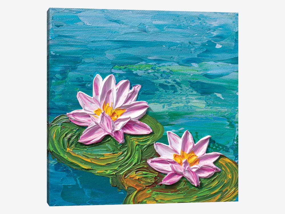 Pretty Pink Water Lilies by Olga Tkachyk 1-piece Canvas Art