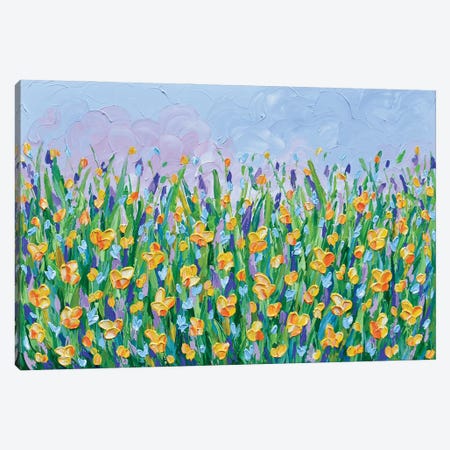Yellow Flower Meadow Canvas Print #OTK17} by Olga Tkachyk Canvas Print