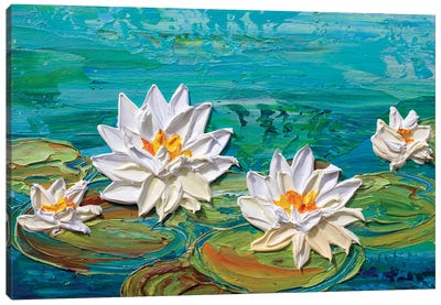 Water Lily Lake Canvas Art Print - Zen Bedroom Art