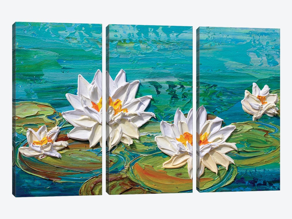 Water Lily Lake by Olga Tkachyk 3-piece Canvas Art