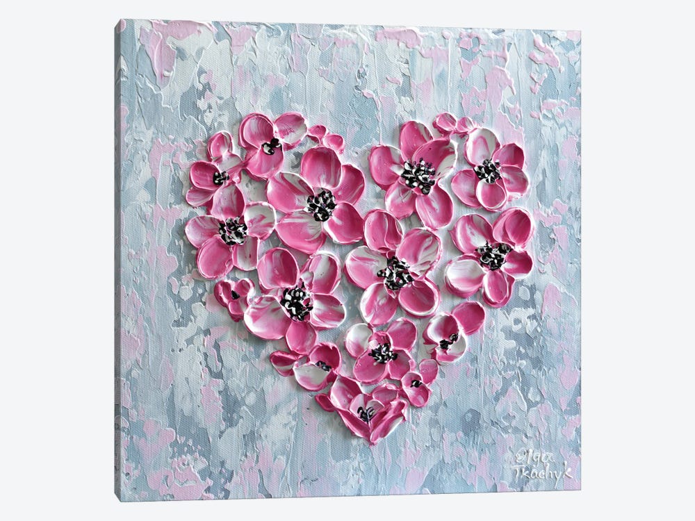 Pink Floral Heart II by Olga Tkachyk 1-piece Canvas Wall Art