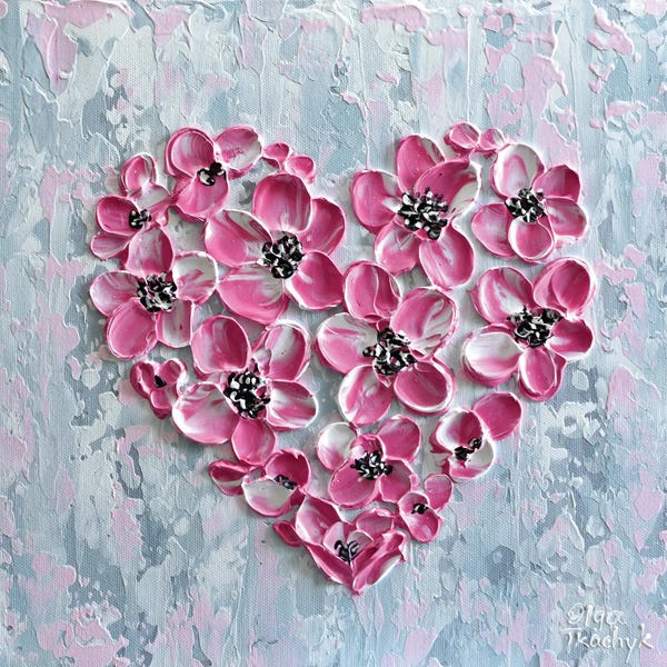 Olga Tkachyk: Pink Floral Heart II by Olga Tkachyk