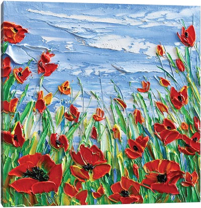 Red Poppies Meadow Canvas Art Print - Olga Tkachyk