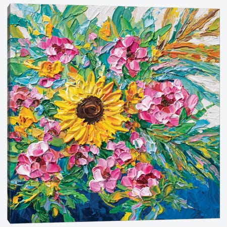 Be Like A Sunflower Canvas Print #OTK196} by Olga Tkachyk Canvas Art