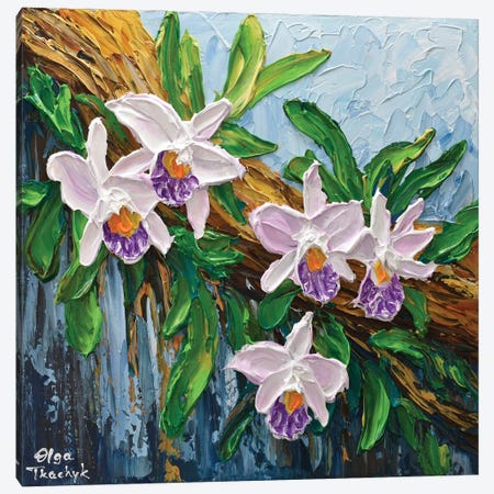 Lavender Orchid Canvas Print #OTK19} by Olga Tkachyk Canvas Artwork