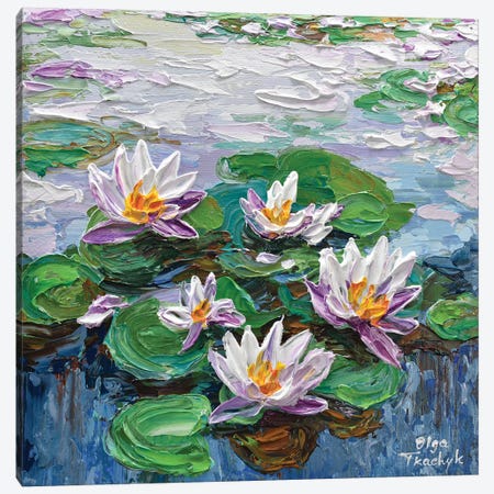 Lavender Water Lilies Canvas Print #OTK20} by Olga Tkachyk Canvas Print