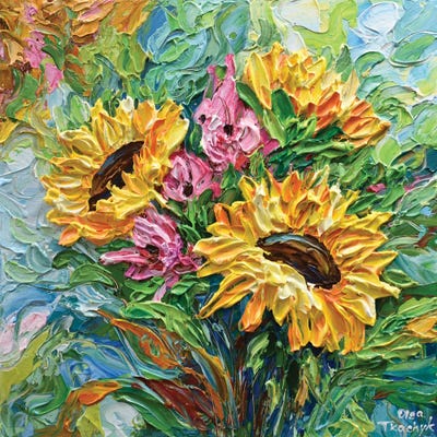 Sunflower Bouquet by Olga Tkachyk framed canvas print