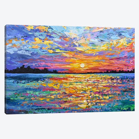 Magical Pink Sunset Canvas Print #OTK210} by Olga Tkachyk Canvas Art