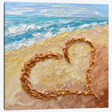 Heart On The Beach Canvas Print #OTK211} by Olga Tkachyk Canvas Wall Art