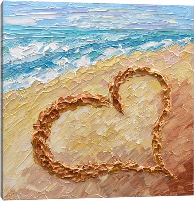 Heart On The Beach Canvas Art Print - Olga Tkachyk