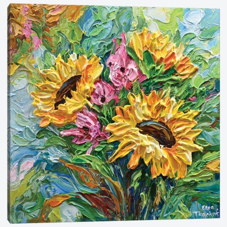 Sunflower Bouquet Canvas Print #OTK21} by Olga Tkachyk Canvas Print