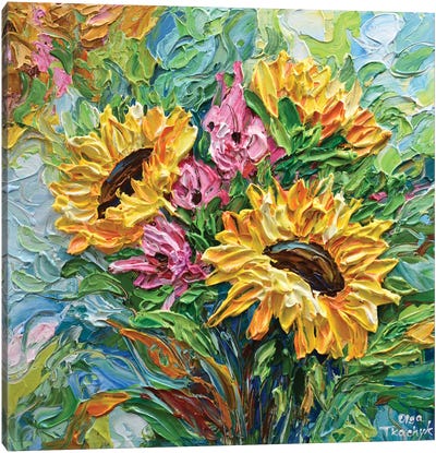 Sunflower Bouquet Canvas Art Print - Olga Tkachyk