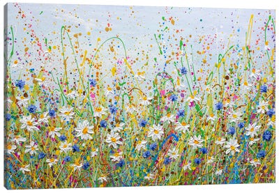 Daisies And Cornflowers Canvas Art Print - Large Abstract Art