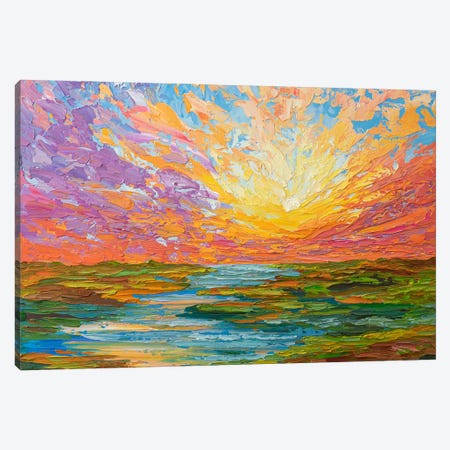 Sunset On The Lake Canvas Print #OTK230} by Olga Tkachyk Canvas Artwork