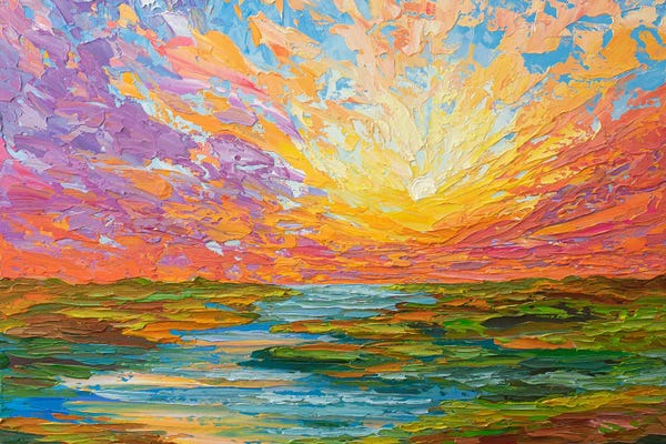 Olga Tkachyk: Sunset On The Lake by Olga Tkachyk