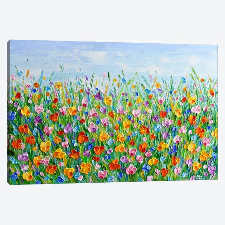 Colorful Wildflower Meadow Canvas Print #OTK235} by Olga Tkachyk Canvas Art Print