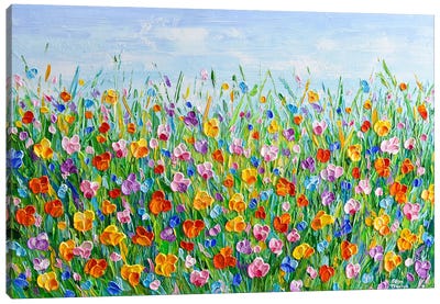 Colorful Wildflower Meadow Canvas Art Print - Olga Tkachyk
