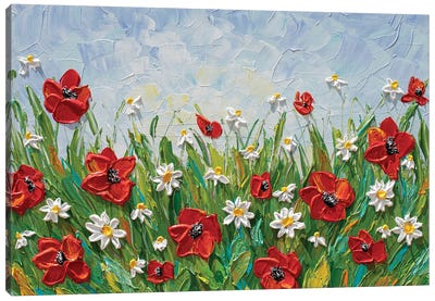 Daisies And Poppies Canvas Art Print - Daisy Art