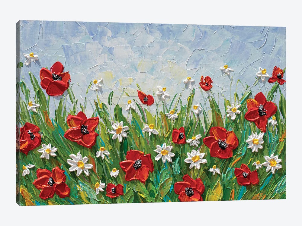 Daisies And Poppies by Olga Tkachyk 1-piece Canvas Wall Art