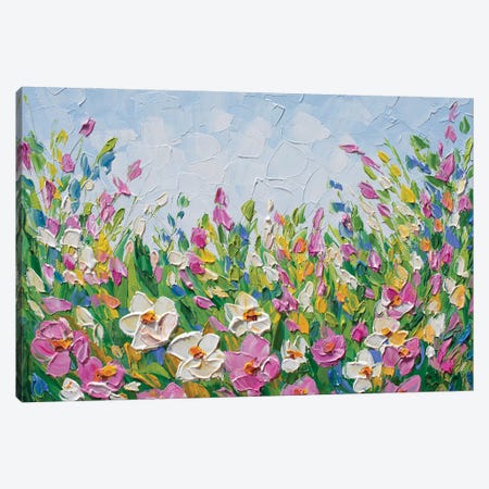 Joyful Flowers Canvas Print #OTK246} by Olga Tkachyk Canvas Art